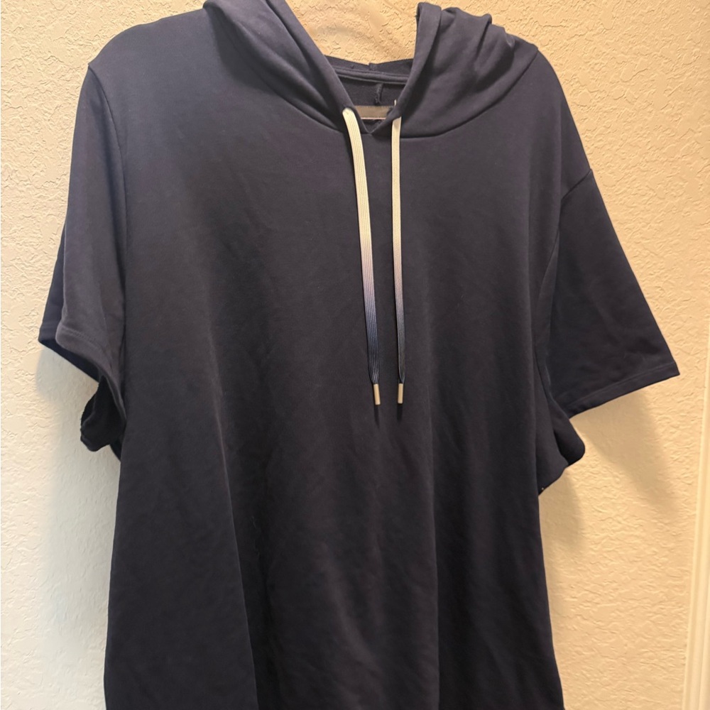LIVI Navy Short Sleeve Hooded French Terry top Size 26/28 - Picture 2 of 9